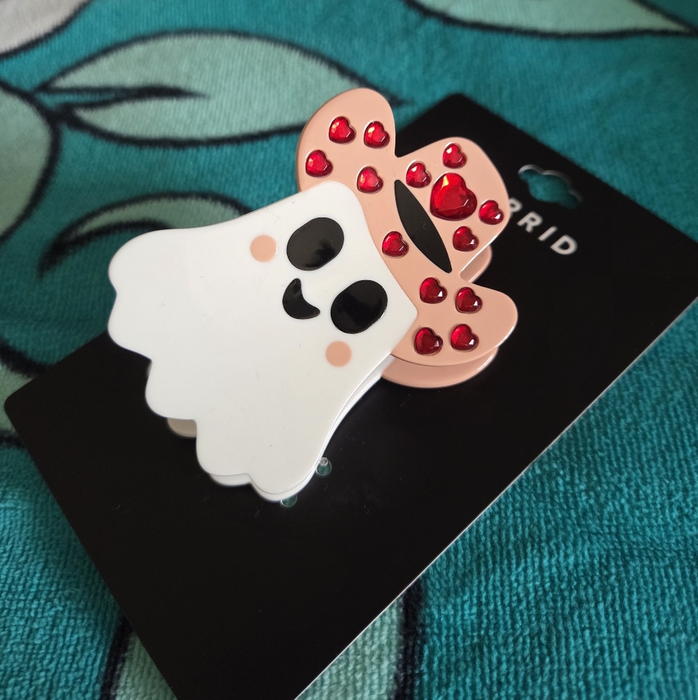 Torrid Ghost Vday Hair Clip with Pink and Red Accents